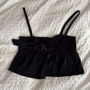 J crew seersucker Black Sleeveless Crop Top